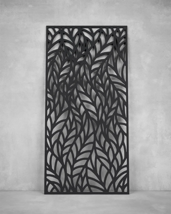 Vách ngăn họa tiết vân lá cây bằng sắt cắt laser cnc